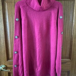 Apt. 9 Fuchsia Button-Trim Cowl Neck Sweater